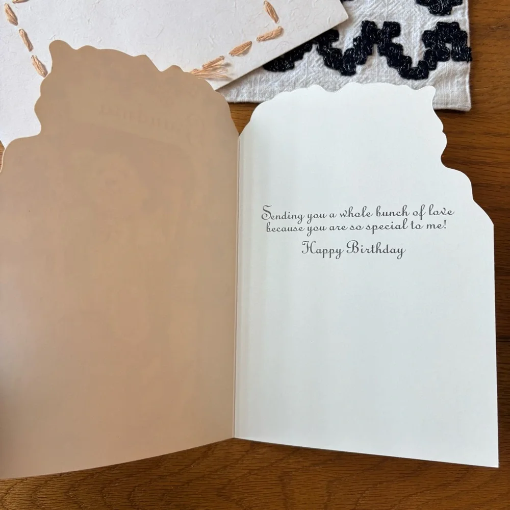 Vintage Renaissance Greeting Card Birthday Grandma Bear & Envelope cottagecore